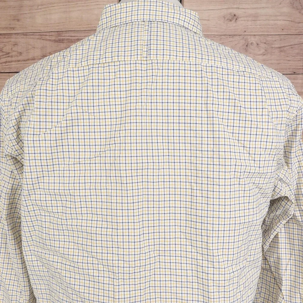 Banana Republic Shirt Mens Large Yellow‎ Blue Check Soft Wash Button Down Casual